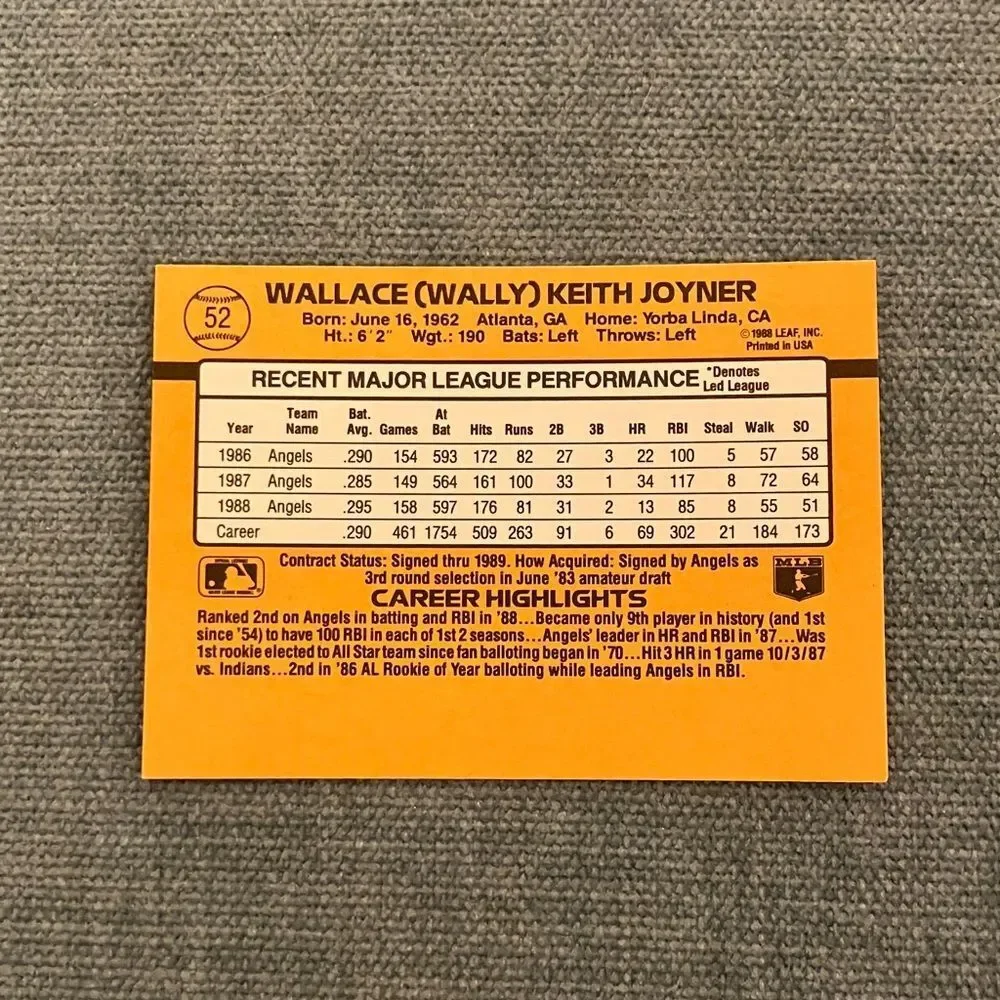 1989 Donruss Anaheim Angels Baseball Card Trading Card